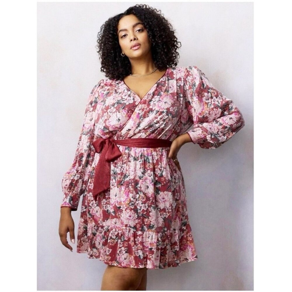 NWT LC Lauren Conrad Floral Sequin Mini Dress Women's Size 3X